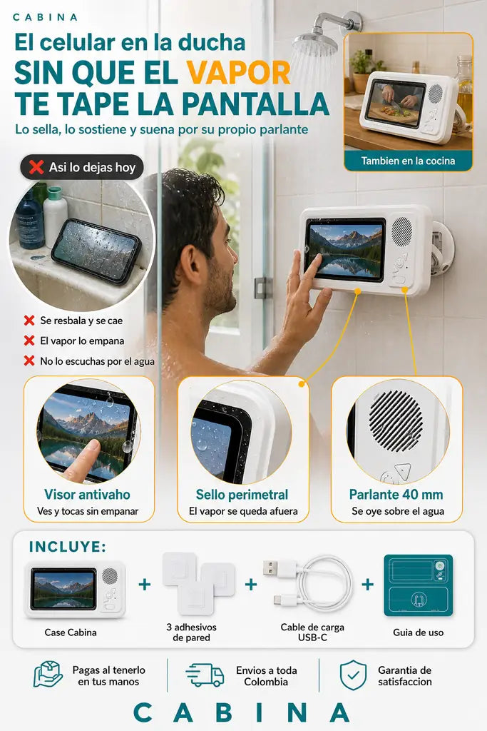 Estuche Soporte para Celular en la Ducha - Sin Mojar tu Celular - Descuento Especial Hoy