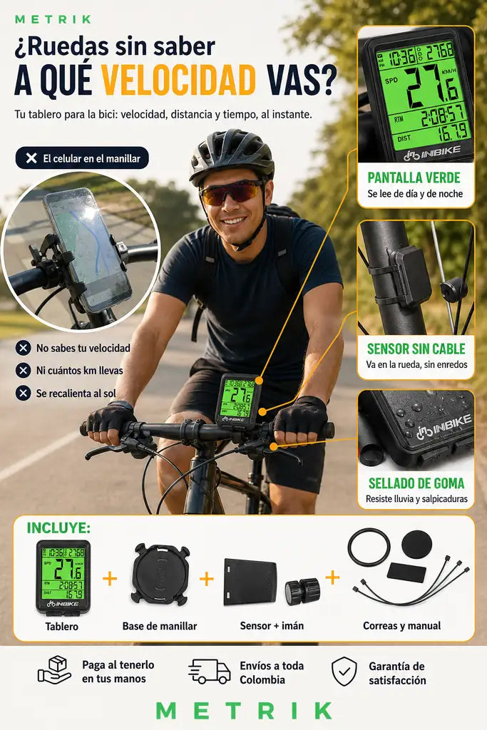 Metrik Tablero para Bicicleta - Velocidad, Distancia y Tiempo Real - Descuento de Lanzamiento