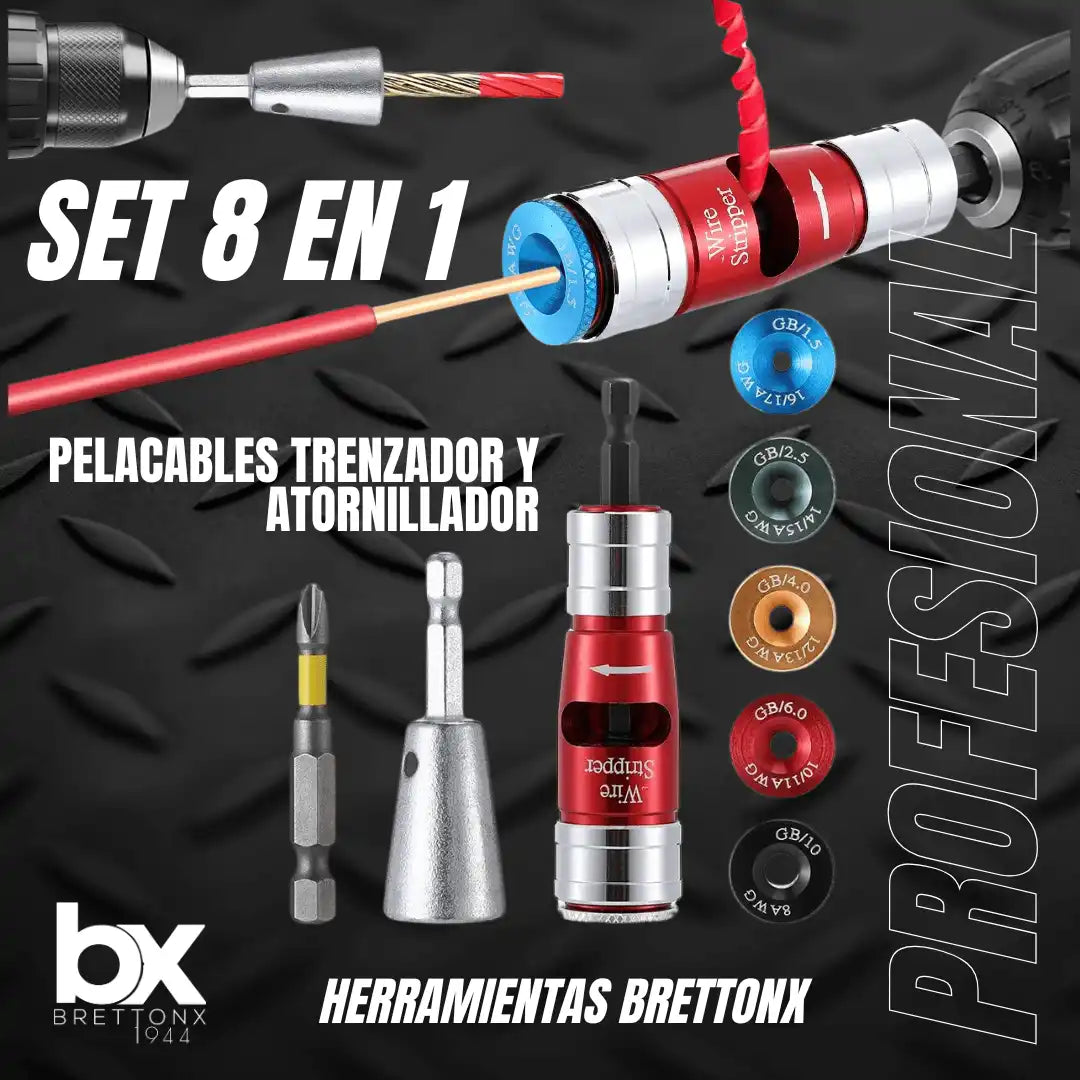 BX Max - Set de Herramientas Para Taladro 8 en 1 Pela y Trenza Cables - ULTIMOS 5 EN STOCK