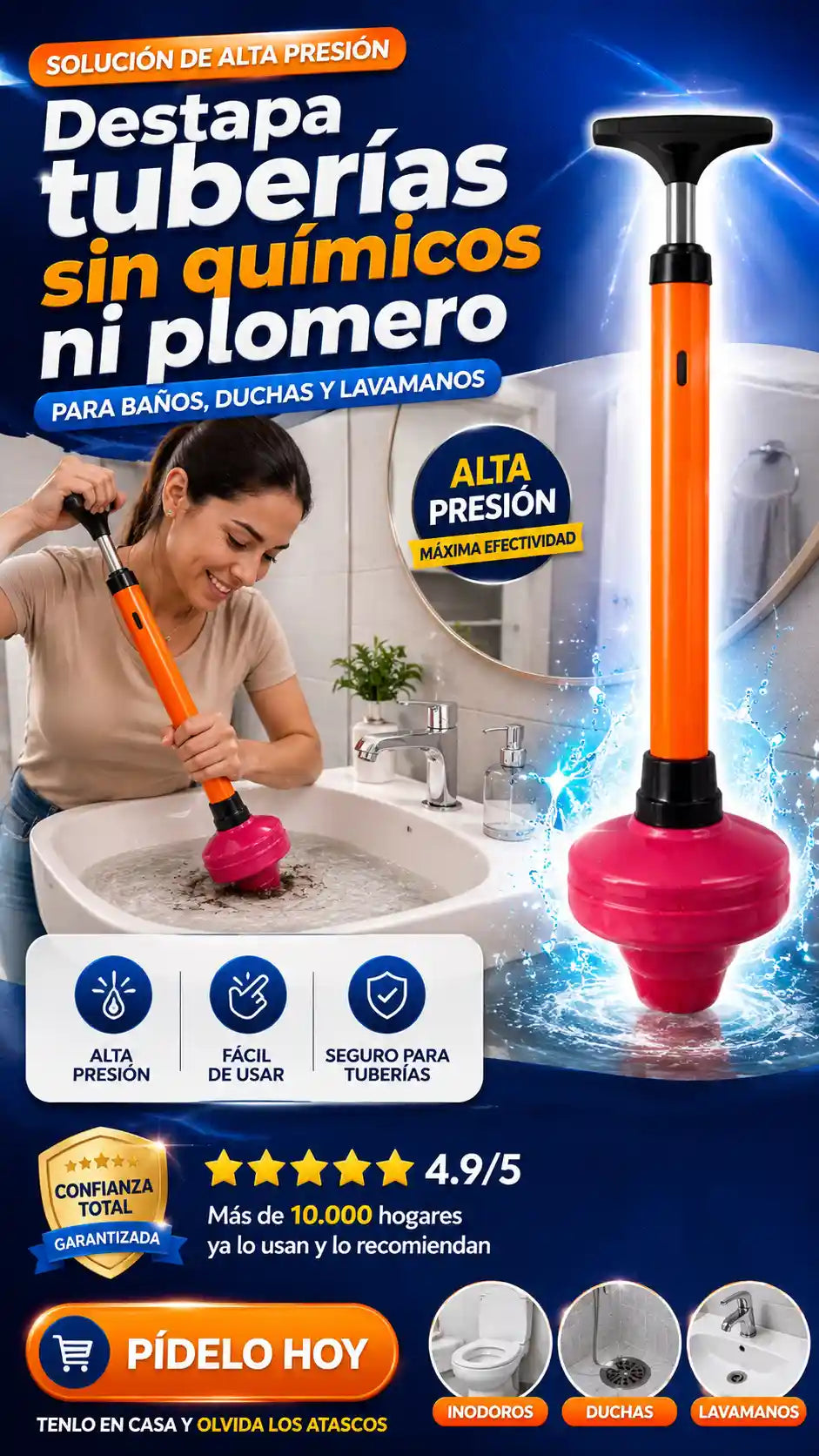 Destapador de tuberías a presión - Sin Quimicos Ni Personas Externas - HOY 30% OFF
