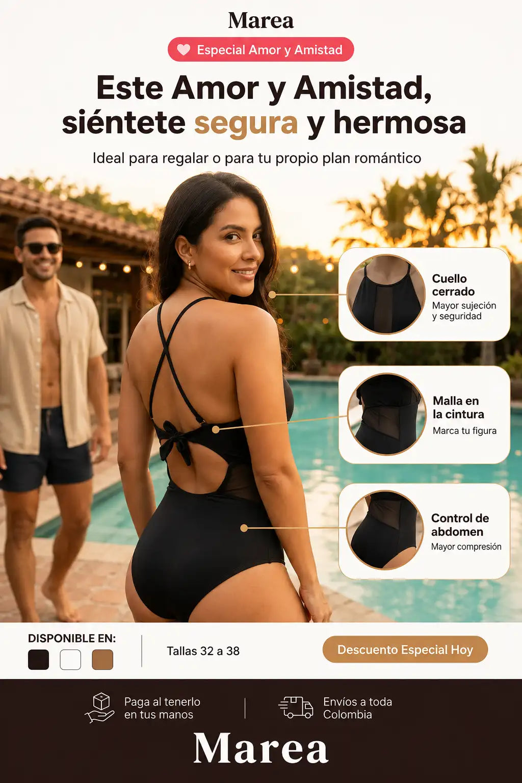 Vestido De Baño Control De Abdomen - Amor y Amistad - Descuento Especial Hoy