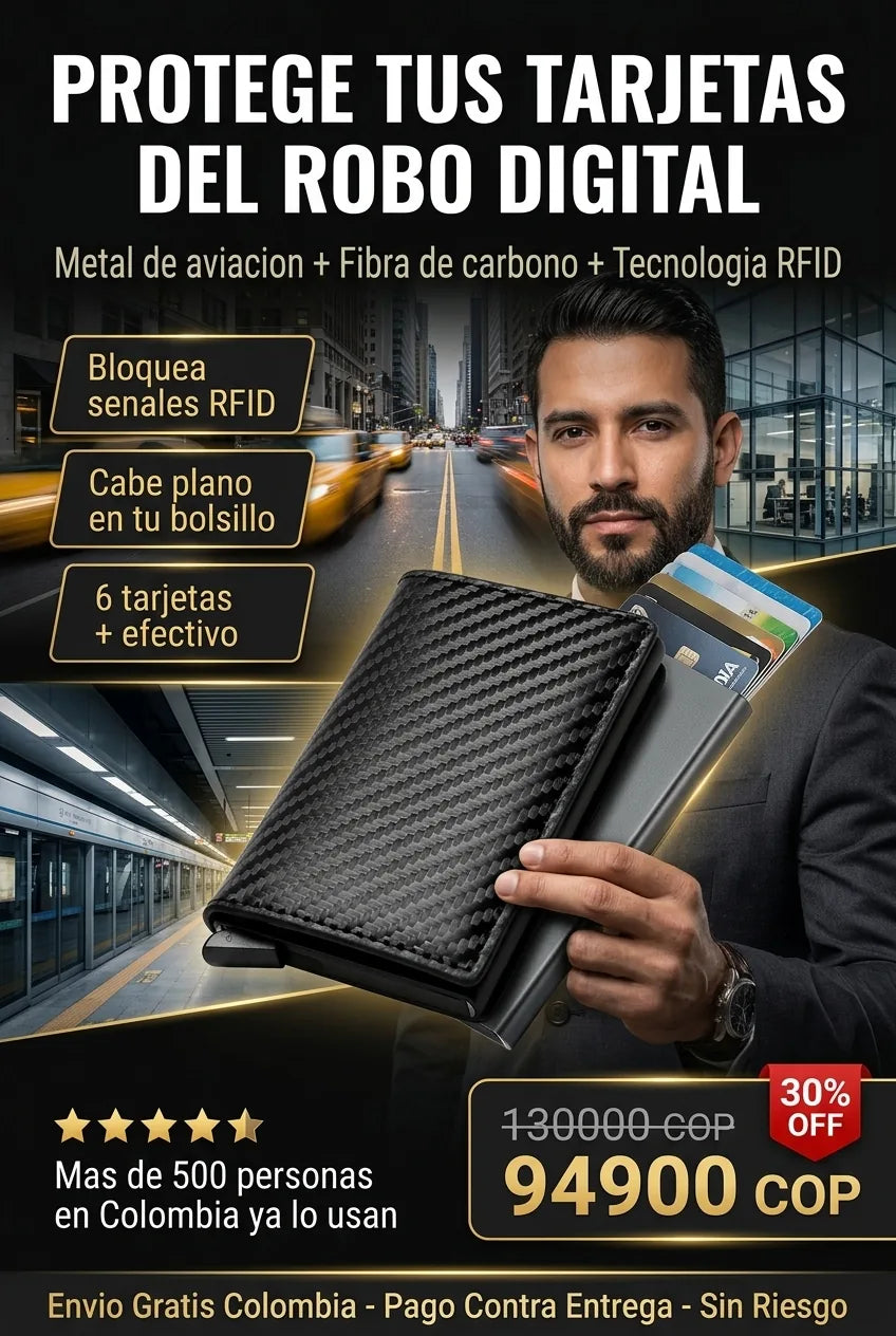 Billetera Tarjetero Antirobo - Protege tus Tarjetas del Robo Digital - 30% de Descuento