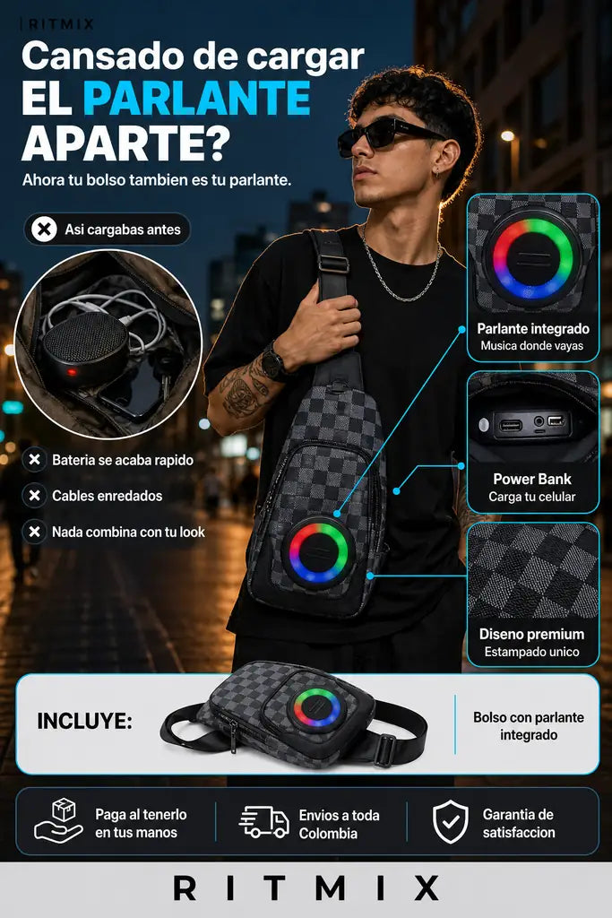 Bolso Con Parlante Bluetooth - Musica Donde Vayas Sin Cargar Nada Aparte - Oferta Especial