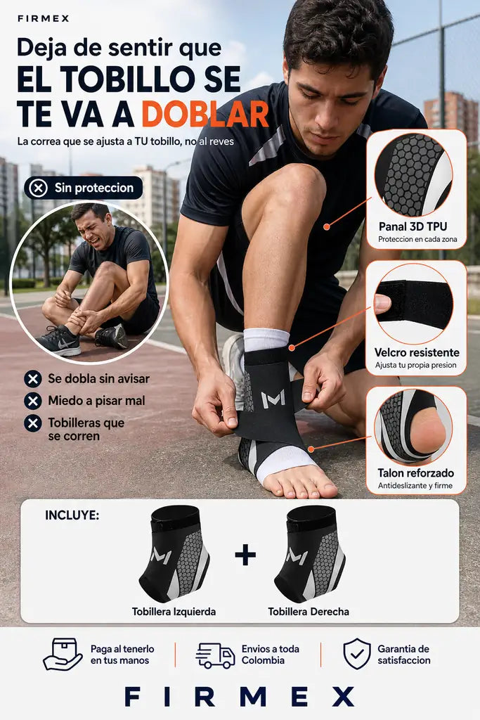 Firmex Tobillera de Compresion Ajustable - Soporte y Estabilidad para tu Tobillo - Pack x2 Disponible