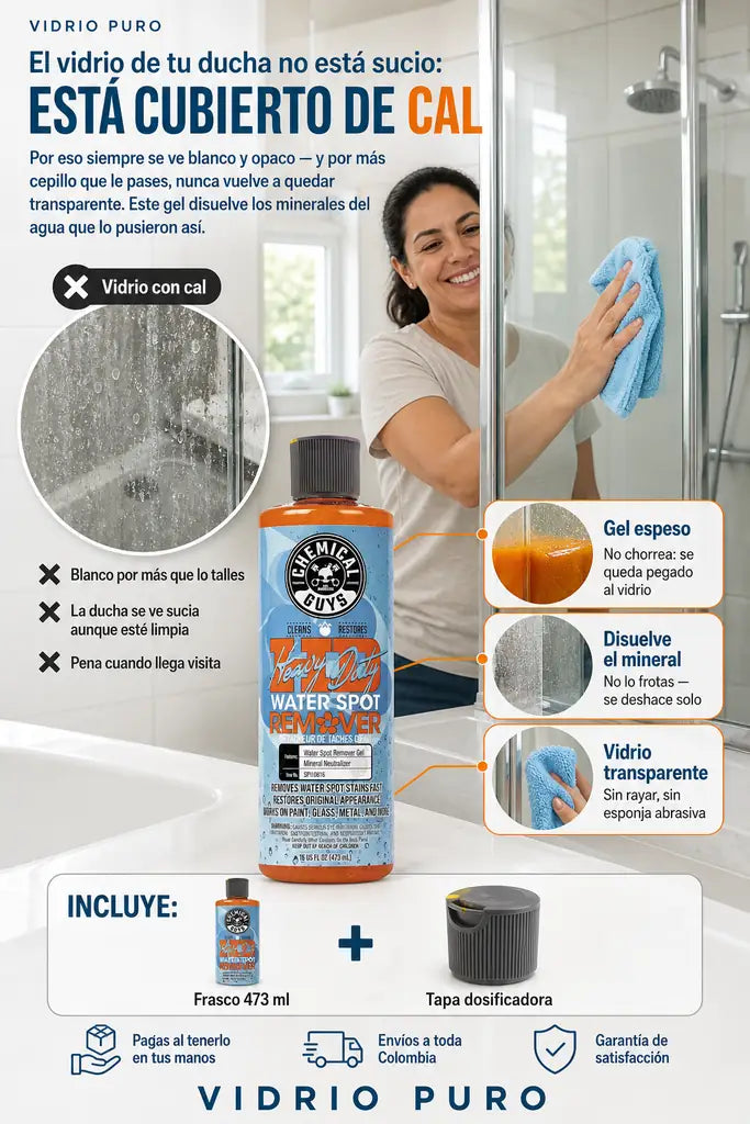 Removedor de Sarro para Vidrios y Ducha - Vidrio Transparente Otra Vez - Precio de Lanzamiento