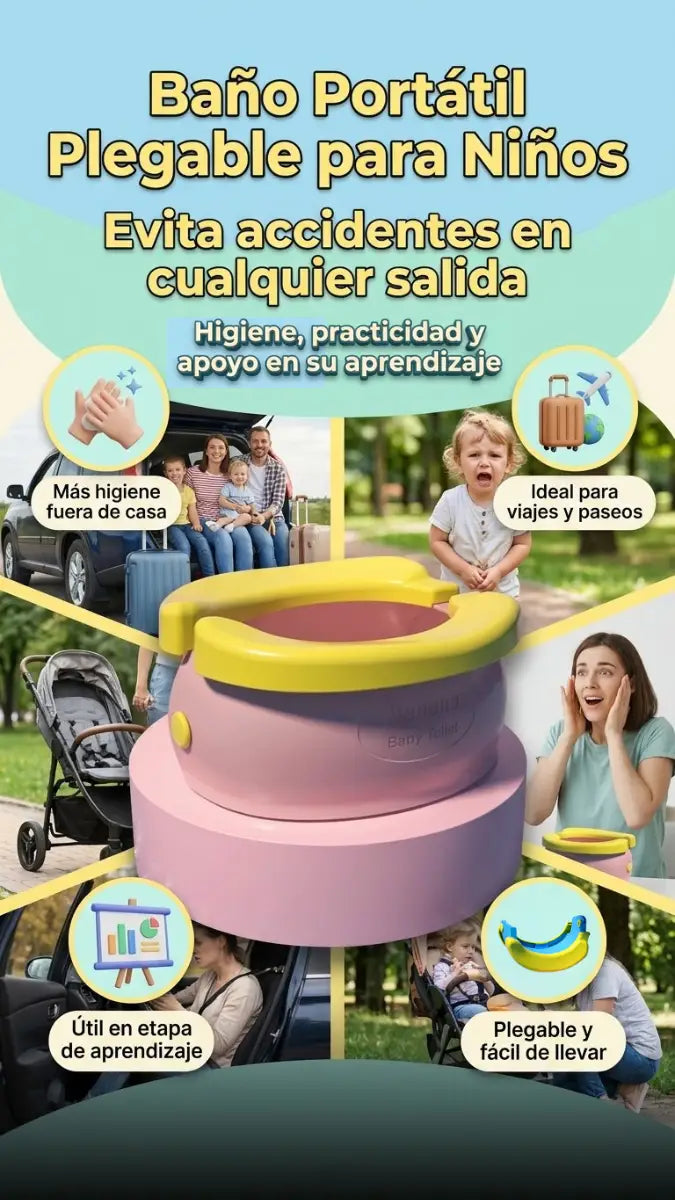 Baño Portátil Plegable para Niños  • Diseño plegable de banana • Limpieza fácil - HOY 30% DESCUENTO
