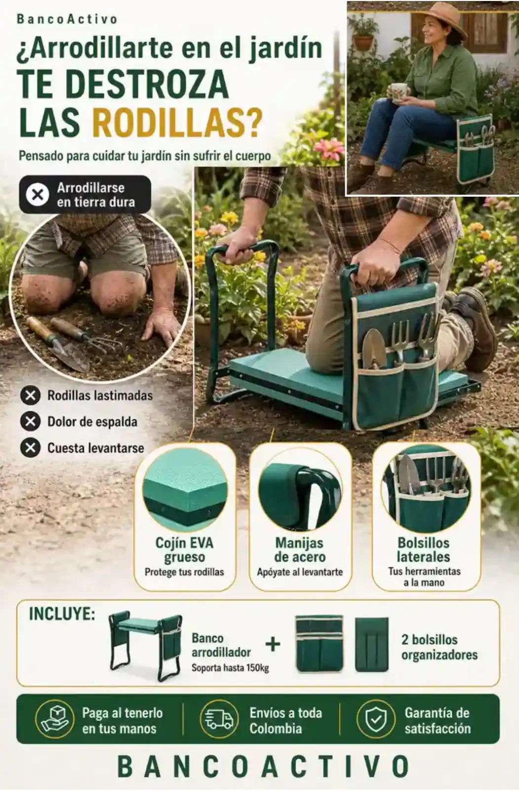BancoActivo - Cuida tus Rodillas en el Jardín - Ultimas Unidades