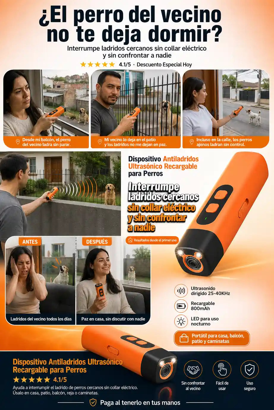 Dispositivo Antiladridos Ultrasonico - Calma Perros Euforicos Sin Esfuerzo - HOY 30% OFF