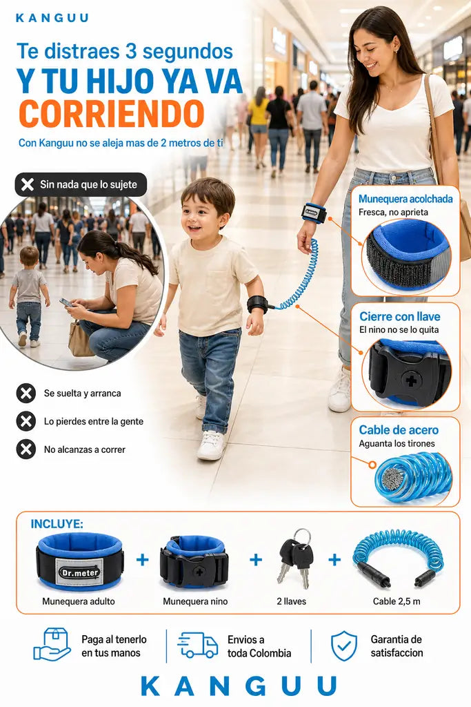 Muñequera de Seguridad para Niños - Camina Libre a 2 Metros de Ti - Oferta Especial Hoy