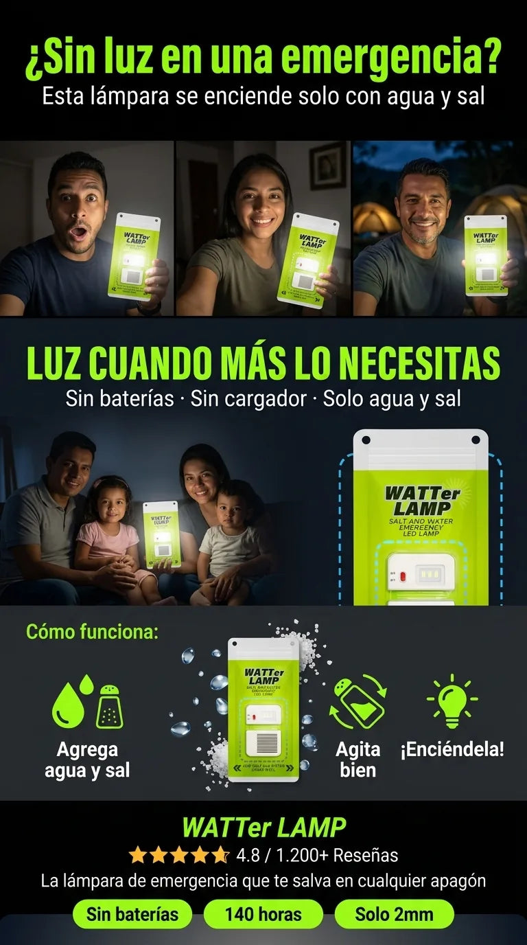 WATTer Lamp - La Única Lámpara que Funciona con Agua y Sal - 30% OFF