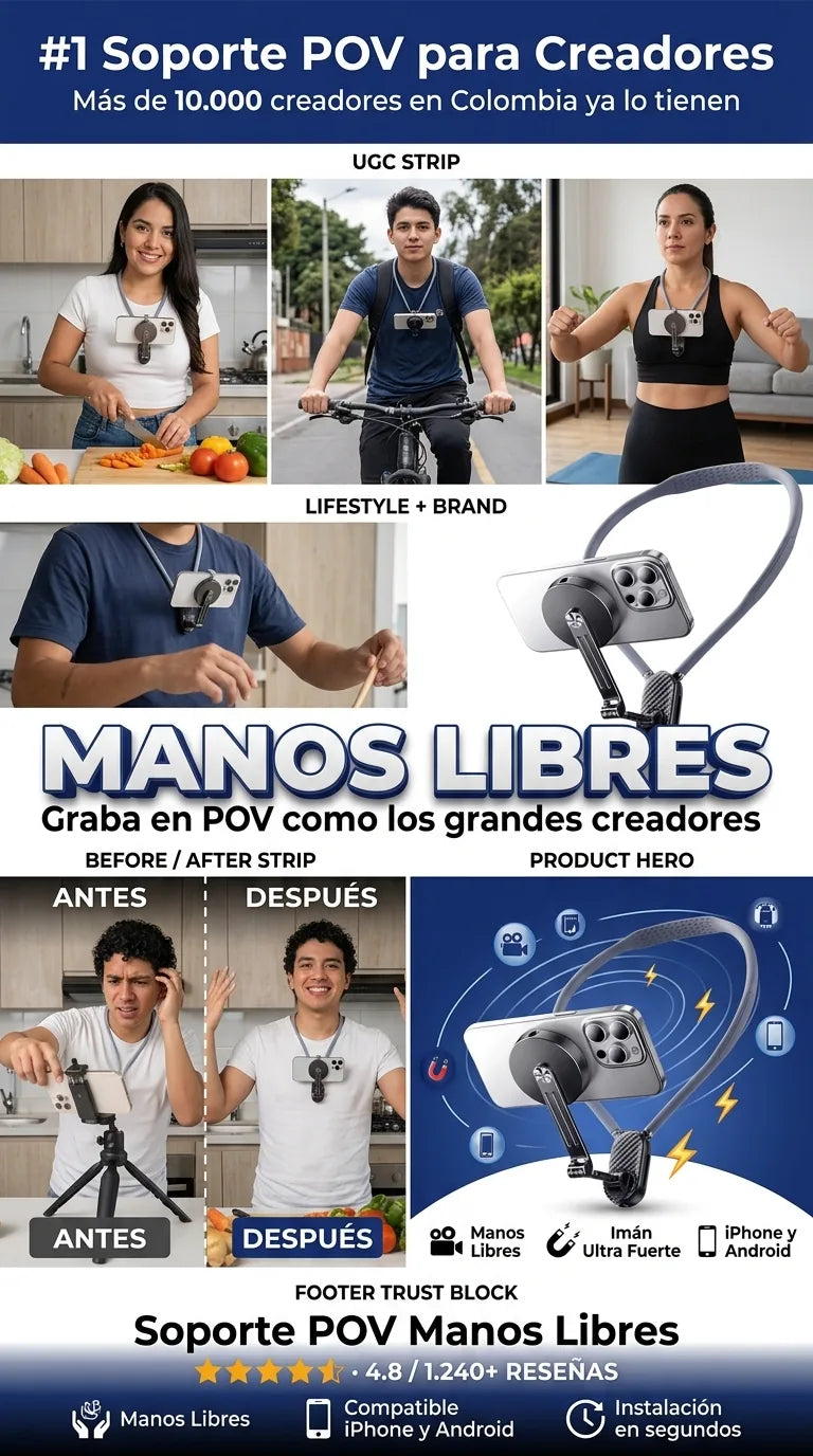 Soporte POV Magnético Manos Libres - Sin Camarógrafo ni Trípode - En Oferta por Tiempo Limitado