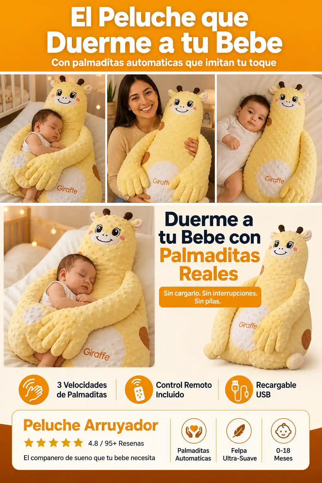 Peluche Arrullador Bebe - Duerme a tu Bebe con Palmaditas - Envio Gratis Paga al Recibir