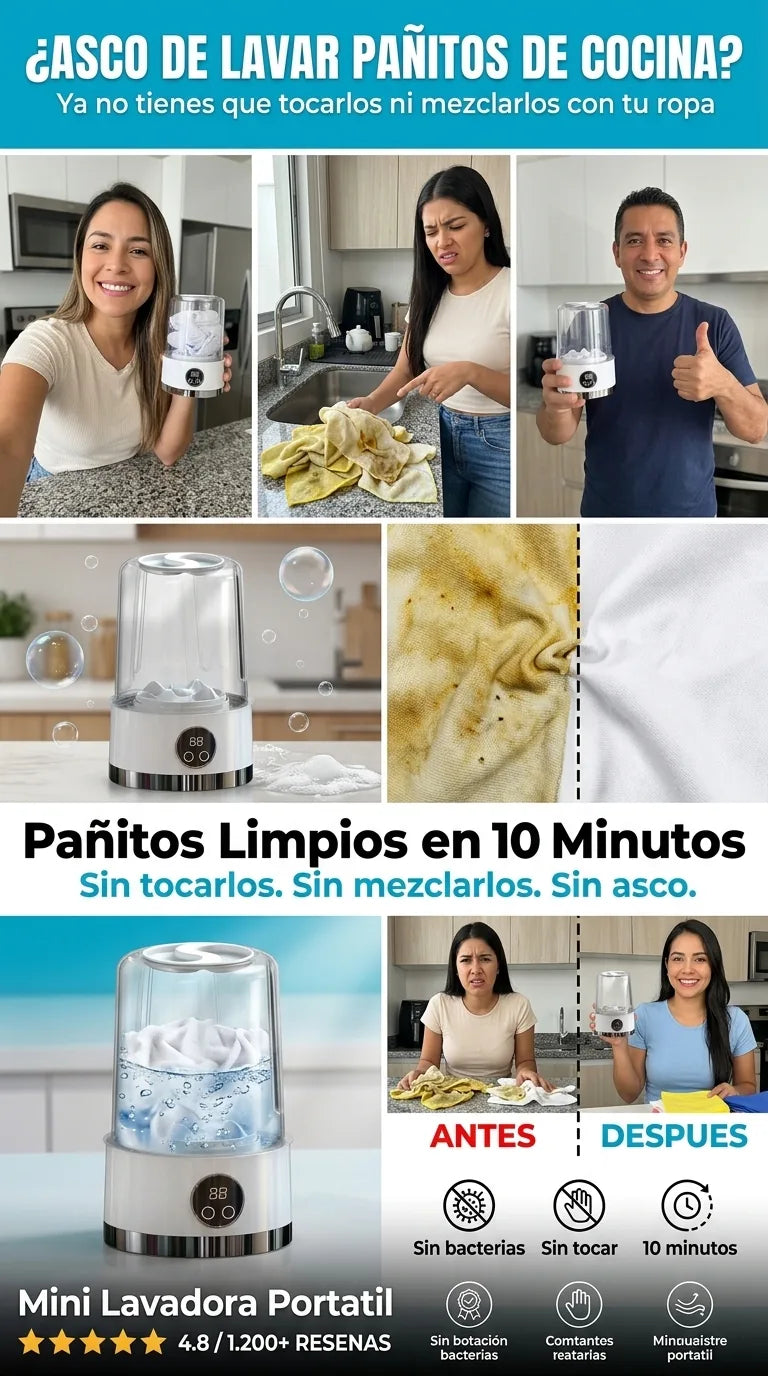 Mini Lavadora Ultrasónica - Pañitos de Cocina Limpios en 10 Min - Promo Viajera Lleva 2