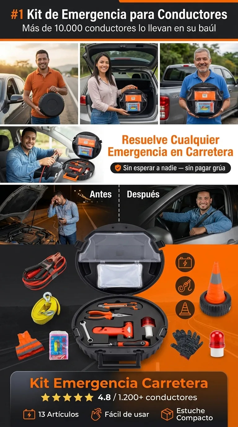 Kit Emergencia Carretera - 13 Artículos Para Cualquier Emergencia en Vía - Envío Gratis