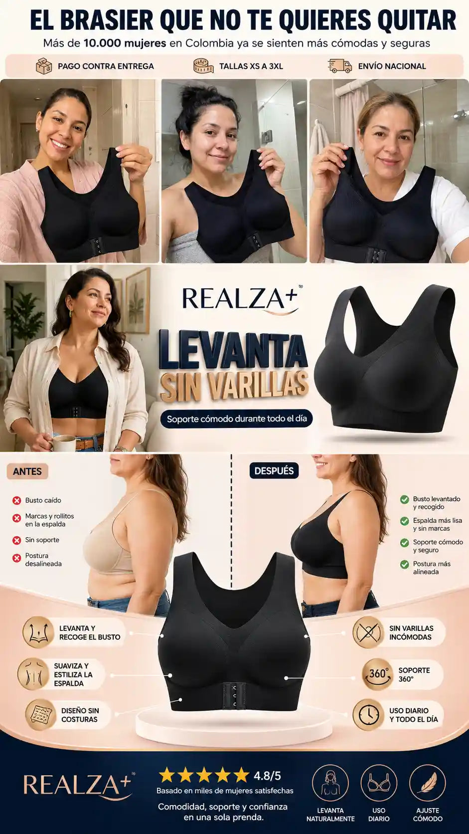Brasier Cruzado Levanta Busto - Corrige Postura Sin Varillas - Recibe Guía "ByeBye Rollitos En 30 Días" GRATIS