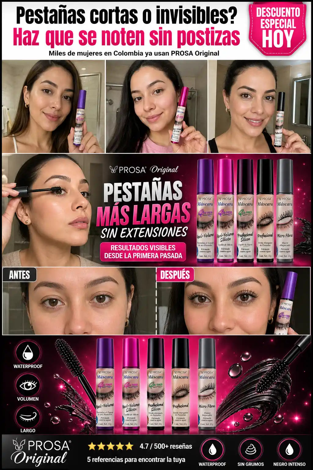 Pestañina Prosa Original - Pestañas Más Largas Sin Extensiones + Ebook “Guía para maquillarte según tu tipo de ojo” GRATIS