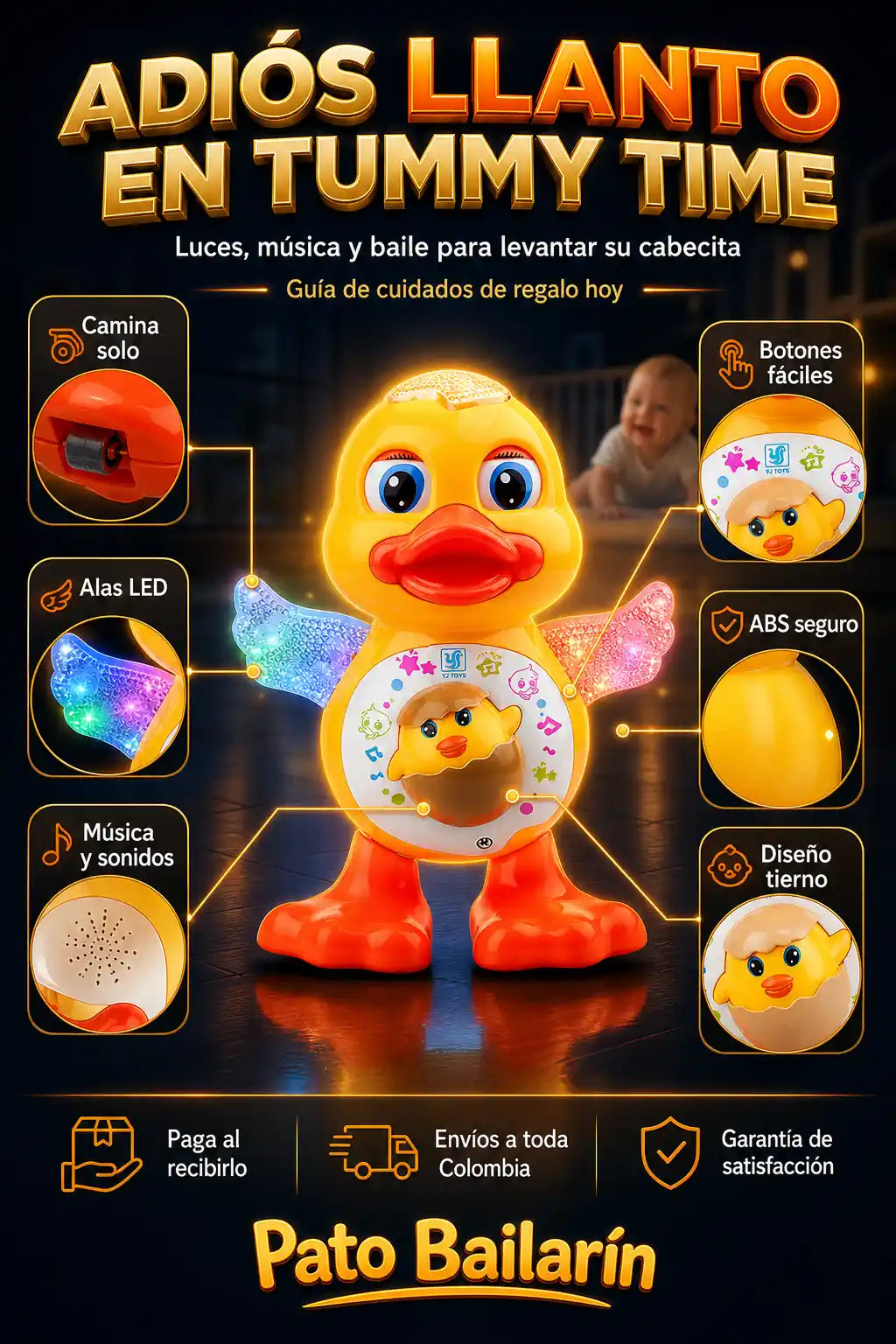 Pato Bailarín Robot Musical - Tummy Time Sin Llanto - Oferta Especial