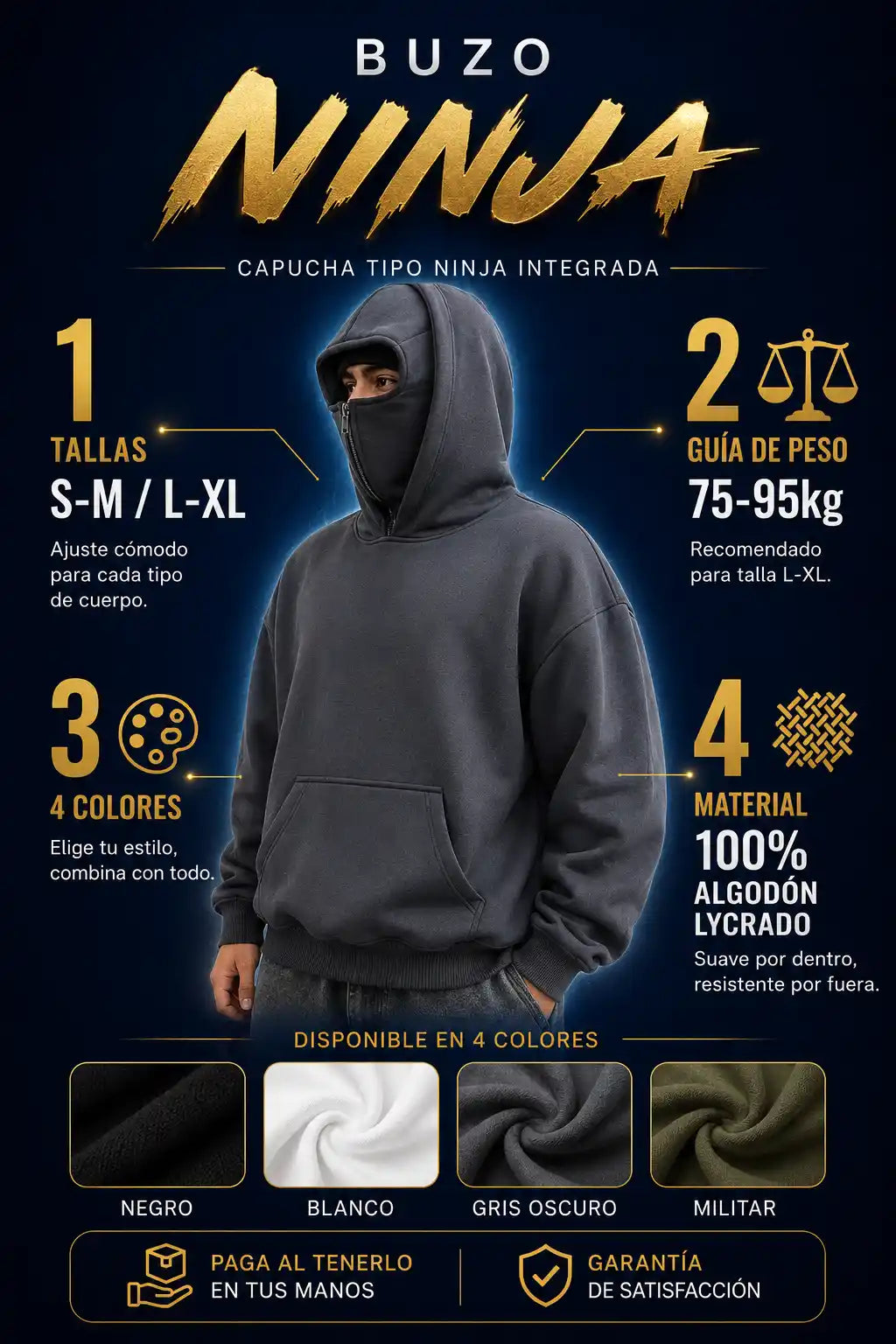 Hoodie Ninja Oversize - Perfecto para el Frío - Ultimas Unidades
