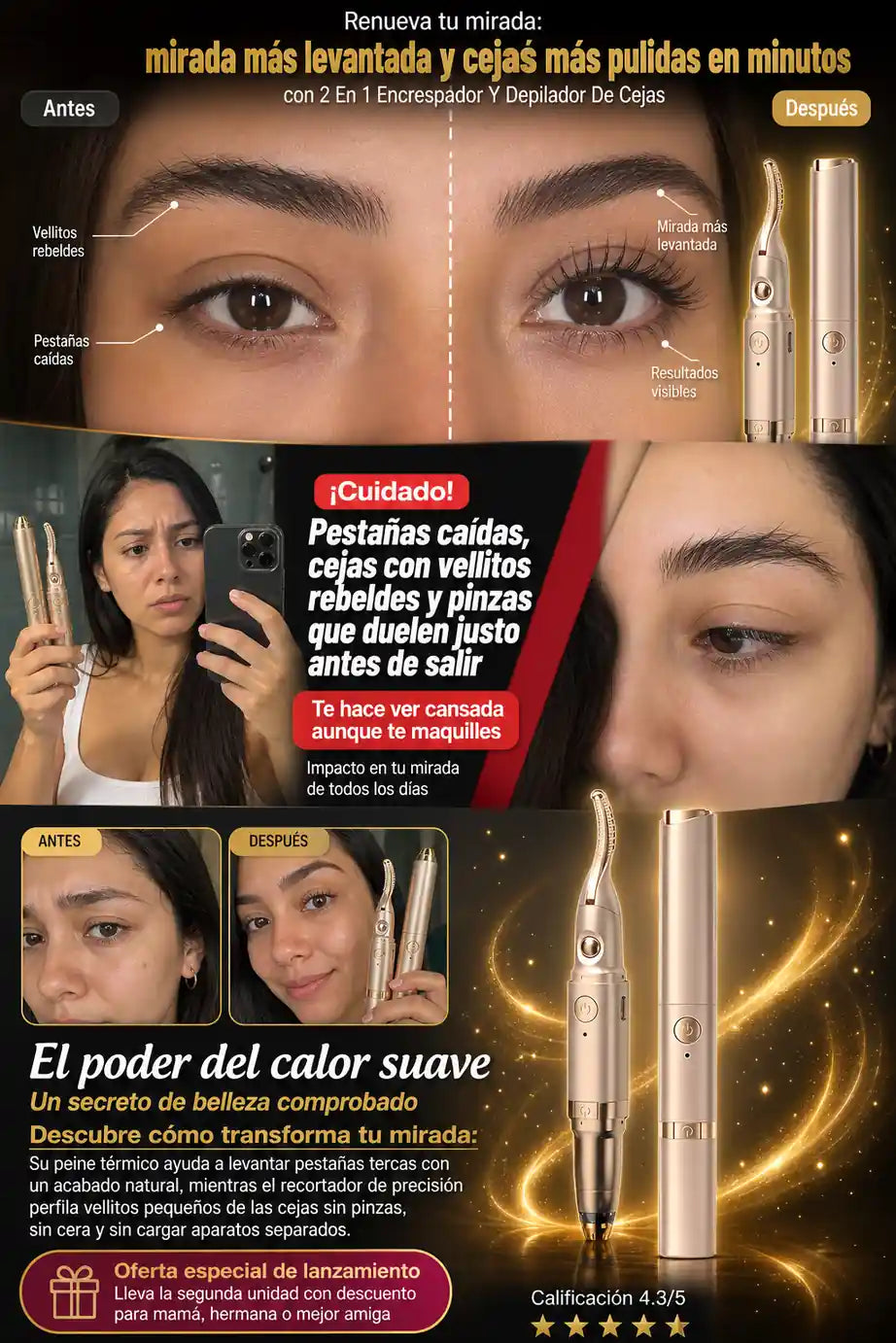2 En 1 Encrespador Y Depilador De Cejas - Mirada Encantadora En Minutos - Ultimas Unidades