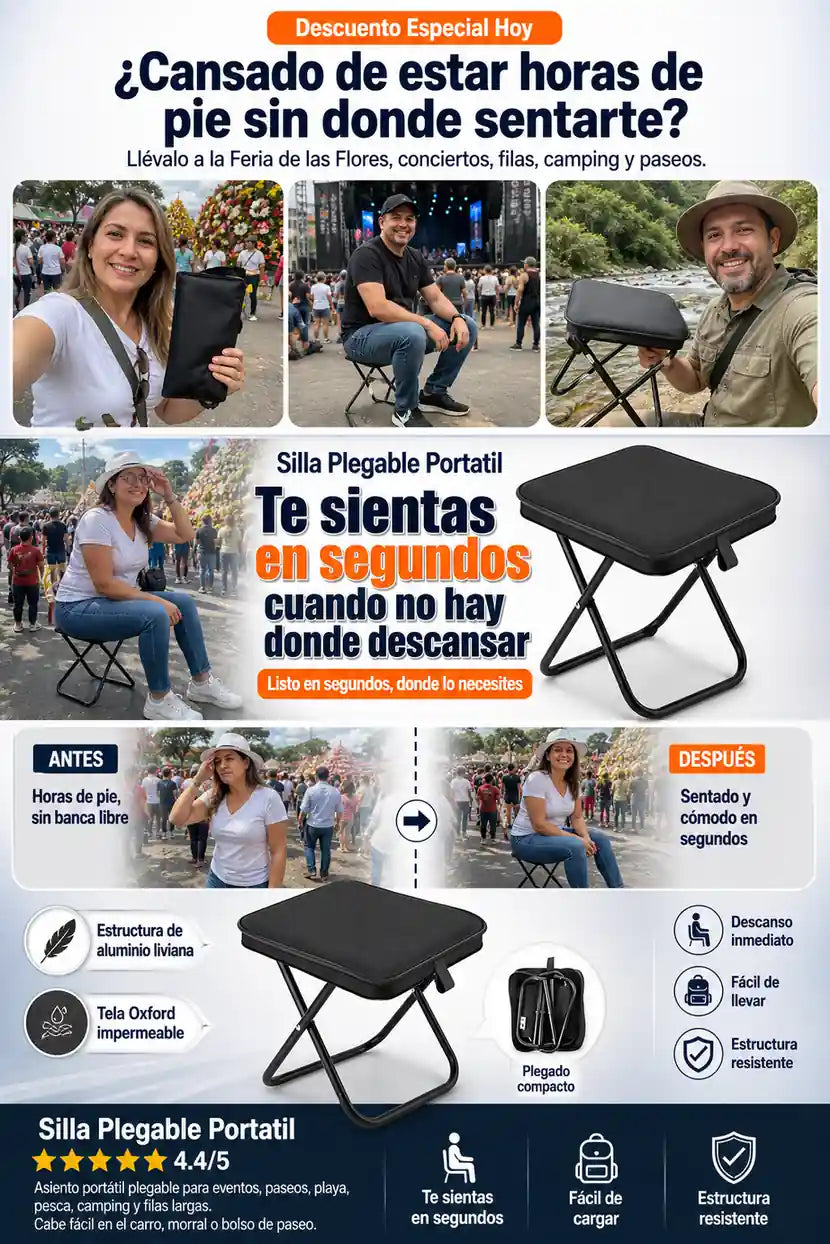 Silla Plegable Portatil - Descansa Donde Sea - Hoy 30% Descuento
