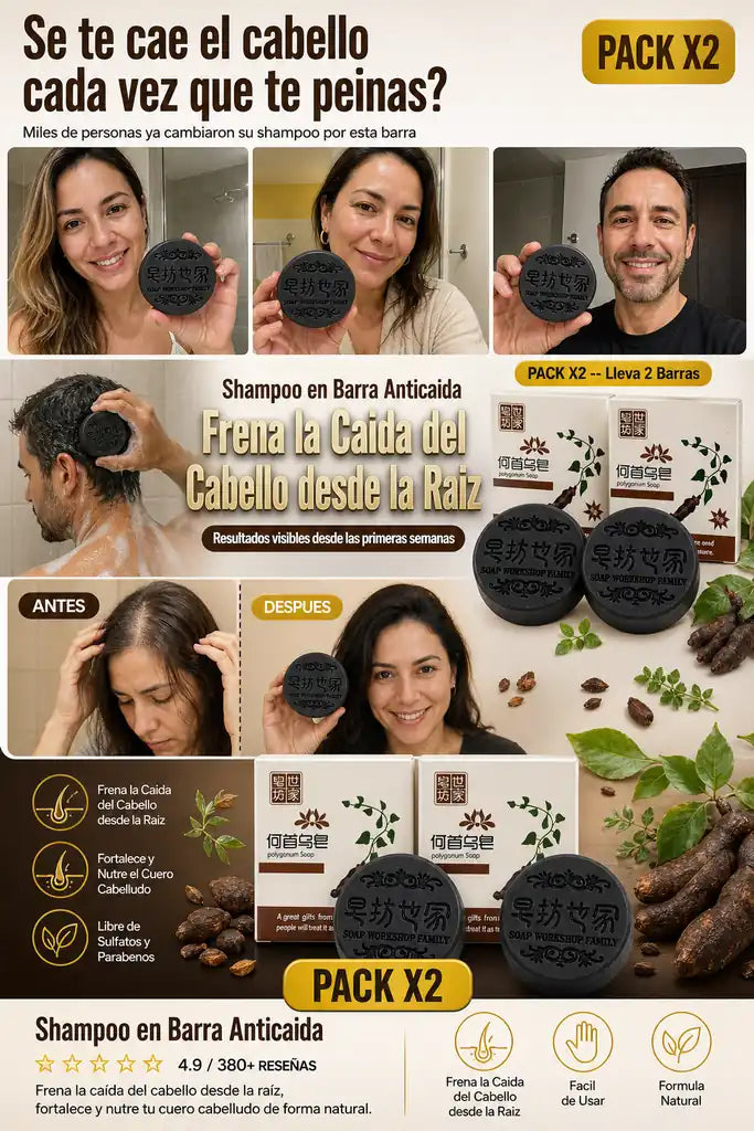 Shampoo en Barra Anticaida (Pack x2)- Frena la Caida del Cabello -  Ultimas Unidades