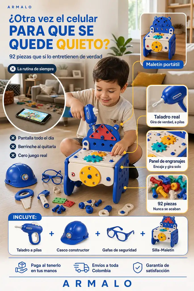 Caja de Herramientas Montessori 92 Piezas - Aprende Jugando Sin Pantalla - Descuento Especial