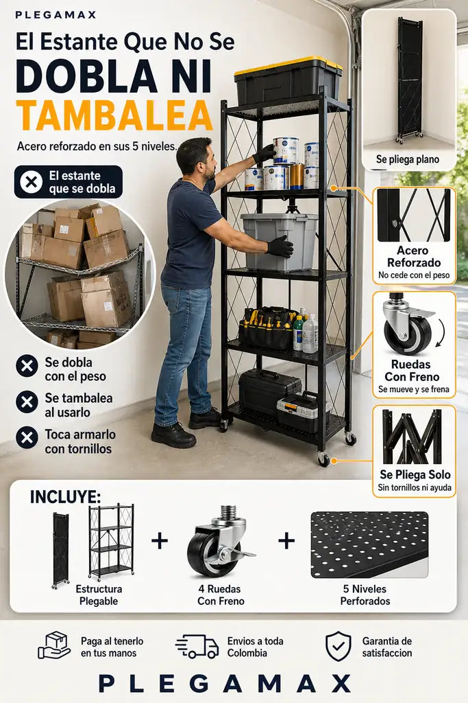 Estante Organizador Plegable 5 Niveles - No Se Dobla Ni Se Tambalea - Descuento Especial Hoy