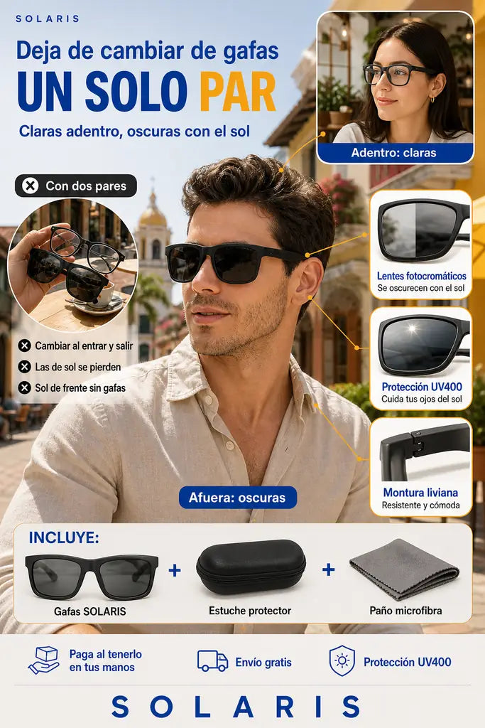Gafas Fotocromáticas - Un Solo Par Todo el Día - Oferta en Packs