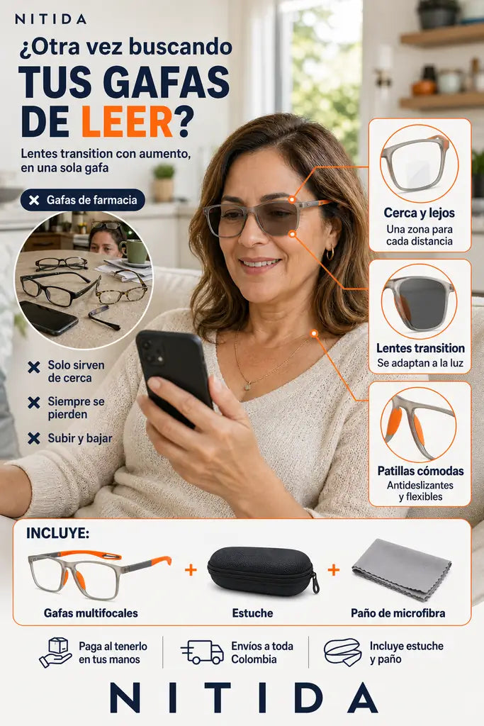 Gafas Transition con Aumento - Una Sola Gafa para Cerca y Lejos